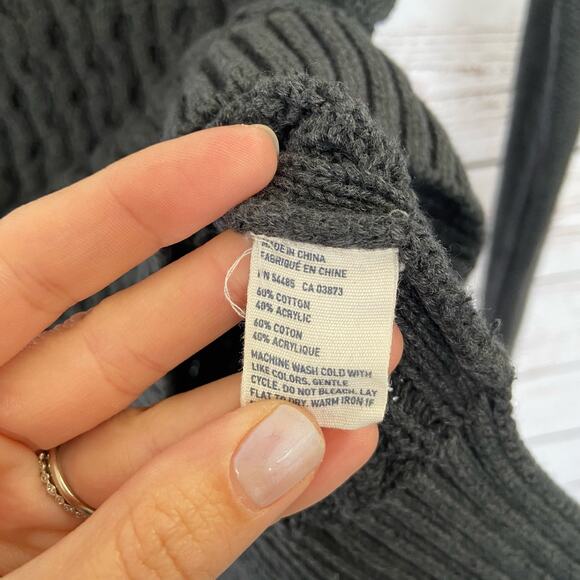 Vintage American Eagle XS Grey Chunky Cable Knit Cowl Turtleneck Sweater - Picture 6 of 6